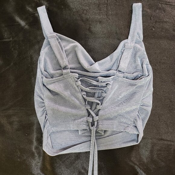 Blue tank top with corset back - Picture 3 of 3